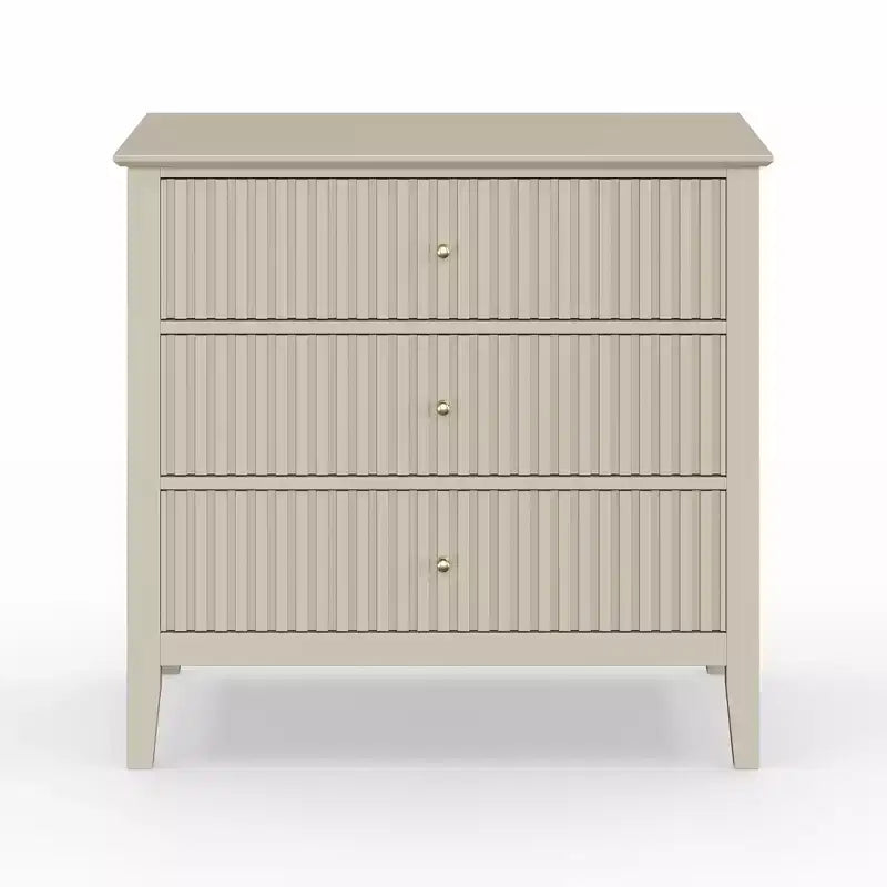 Commode cannelée à 3 tiroirs avec glissières à roulement à billes, table de chevet moderne