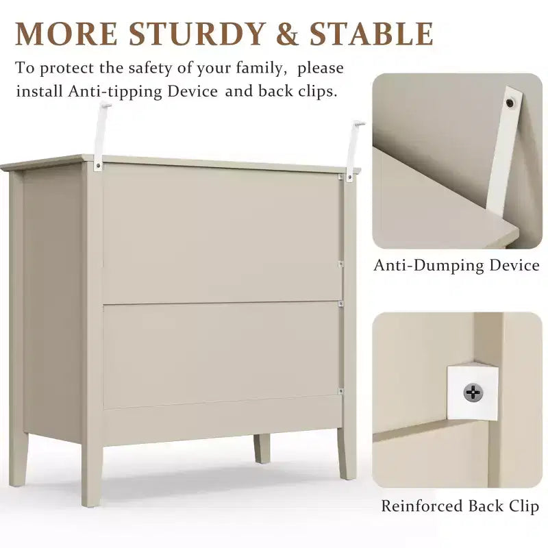 Commode cannelée à 3 tiroirs avec glissières à roulement à billes, table de chevet moderne