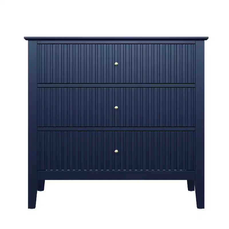 Commode cannelée à 3 tiroirs avec glissières à roulement à billes, table de chevet moderne