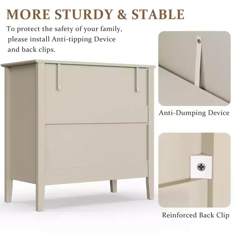 Commode cannelée à 3 tiroirs avec glissières à roulement à billes, table de chevet moderne