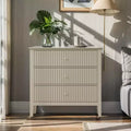 Commode cannelée à 3 tiroirs avec glissières à roulement à billes, table de chevet moderne