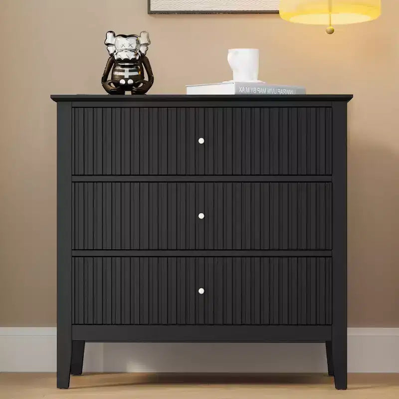 Commode cannelée à 3 tiroirs avec glissières à roulement à billes, table de chevet moderne