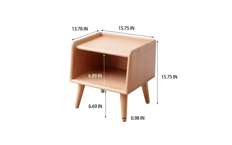 Table de chevet avec meuble de rangement, en hêtre massif simple, 40 cm de haut