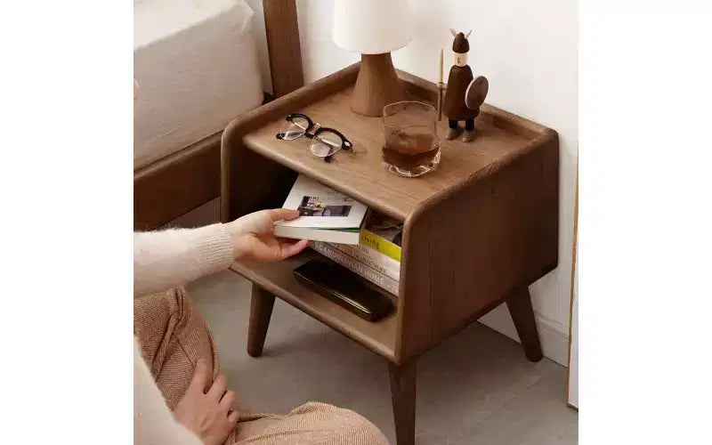 Table de chevet avec meuble de rangement, en hêtre massif simple, 40 cm de haut