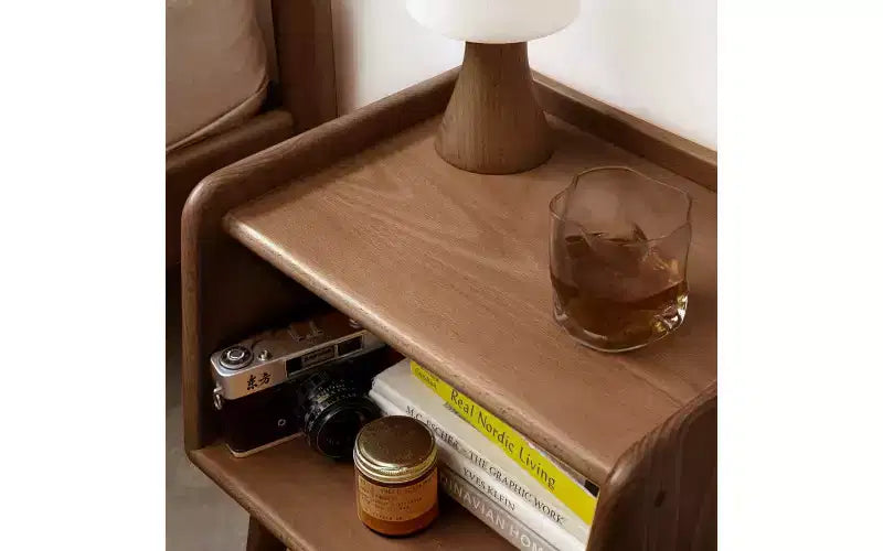 Table de chevet avec meuble de rangement, en hêtre massif simple, 40 cm de haut