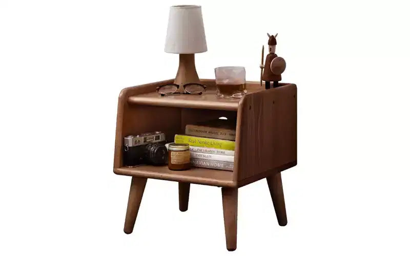 Table de chevet avec meuble de rangement, en hêtre massif simple, 40 cm de haut