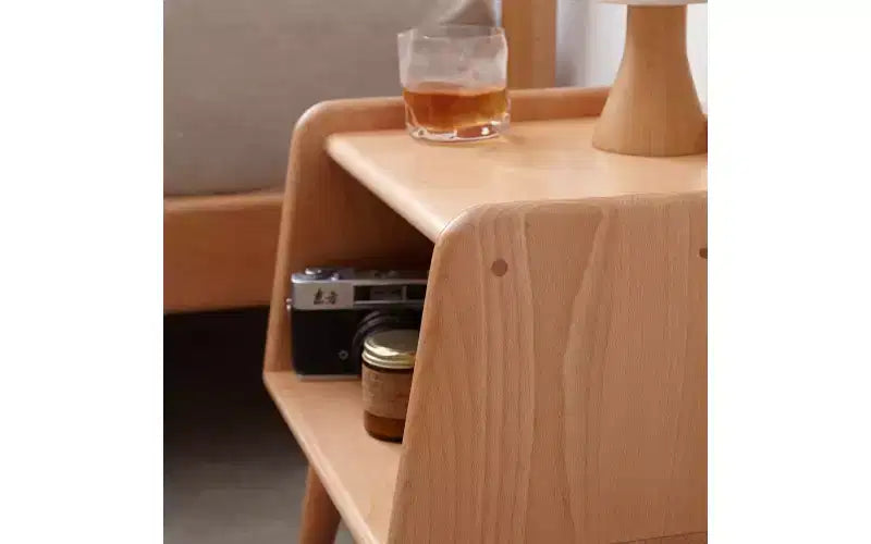 Table de chevet avec meuble de rangement, en hêtre massif simple, 40 cm de haut