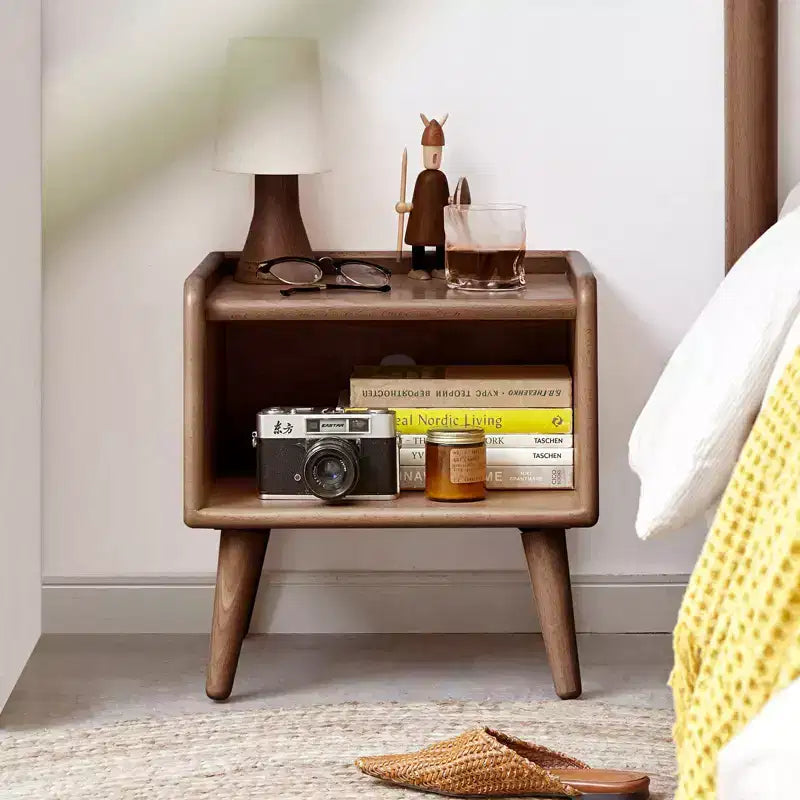 GDFStudio Albert Simple Solid Beechwood 15.75 H Nightstand with Storage Cabinet