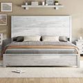 AMERLIFE Rustic Wood Bed Frame with 51.2 Spliced Headboard