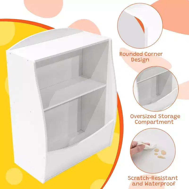 Étagère à livres et organisateur de jouets pour enfants – Étagère de rangement en bois à 2 niveaux avec dispositif anti-basculement
