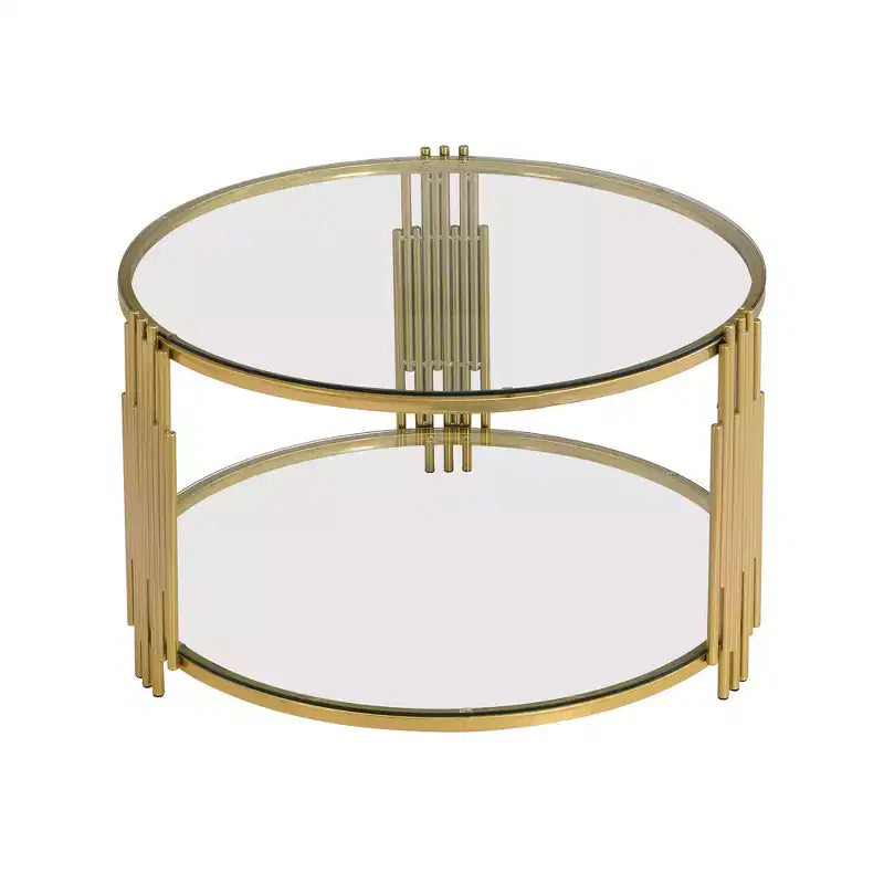 Table basse pouf ronde large à 2 niveaux capitonnée