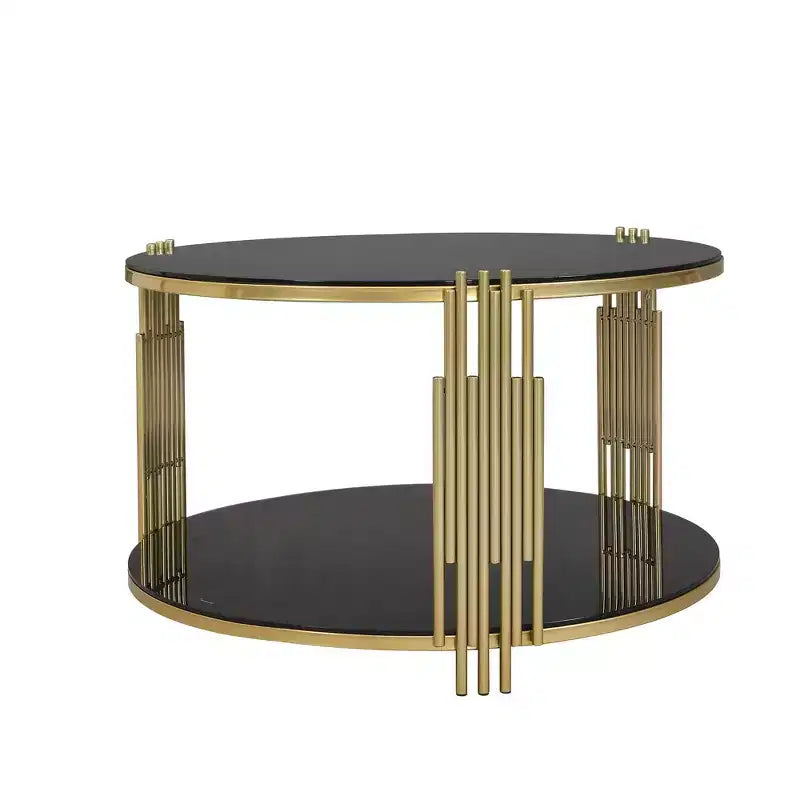 Table basse pouf ronde large à 2 niveaux capitonnée