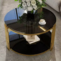 Table basse pouf ronde large à 2 niveaux capitonnée