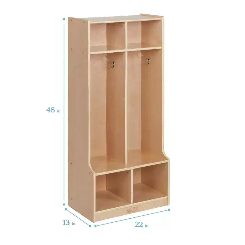 Porte-manteau à 2 sections avec banc et compartiments de rangement