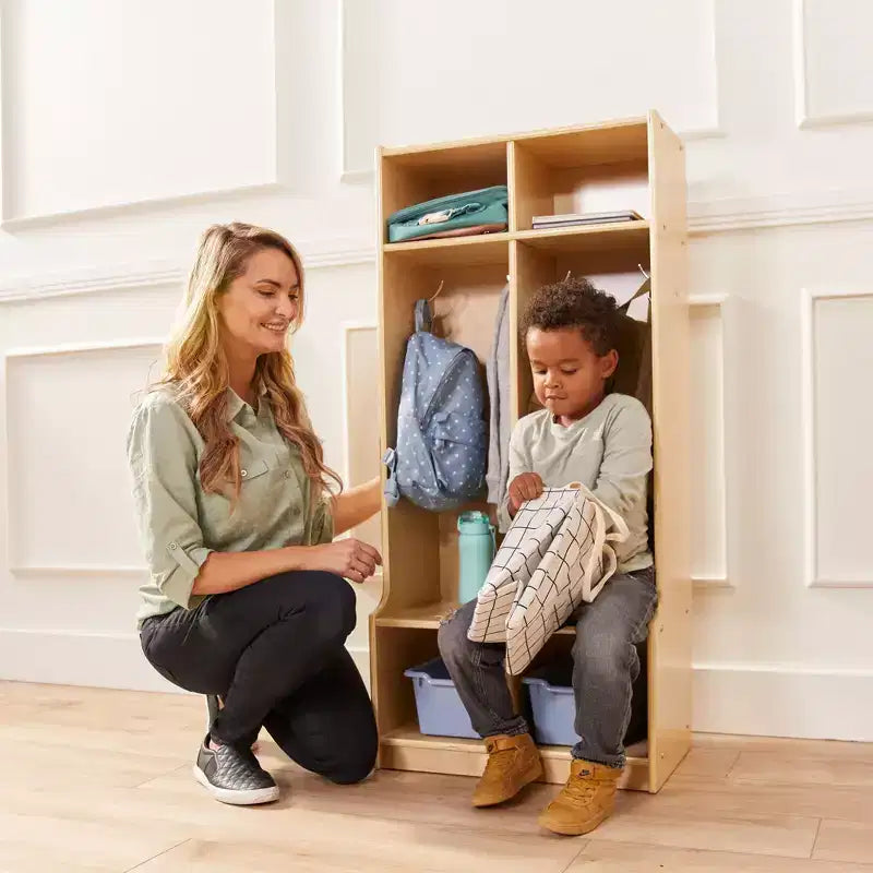 Porte-manteau à 2 sections avec banc et compartiments de rangement