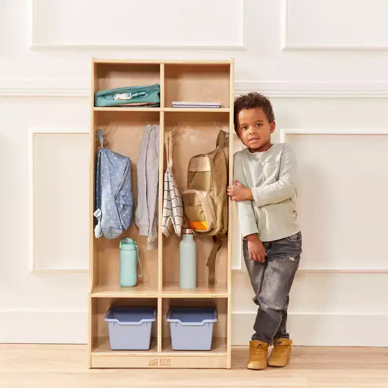 Porte-manteau à 2 sections avec banc et compartiments de rangement