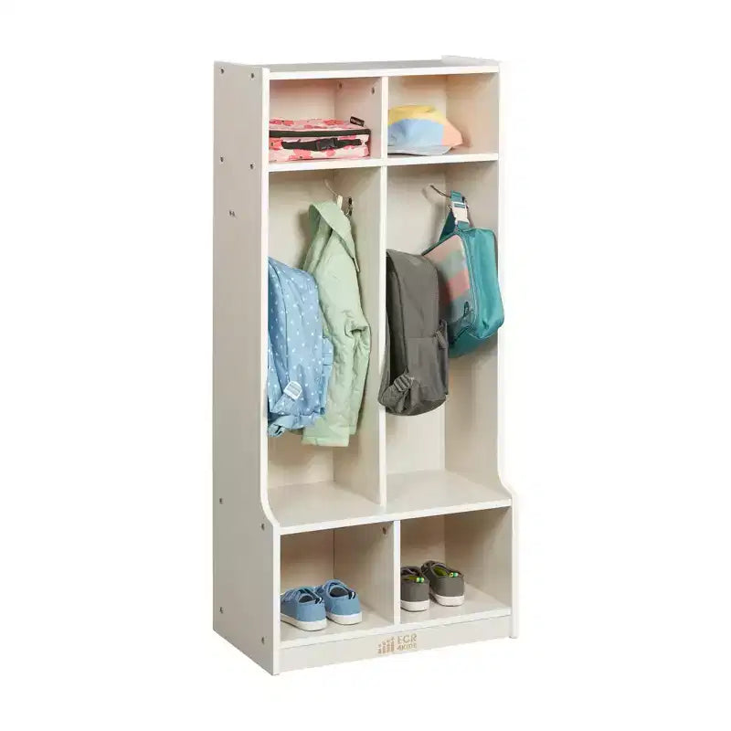 Porte-manteau à 2 sections avec banc et compartiments de rangement