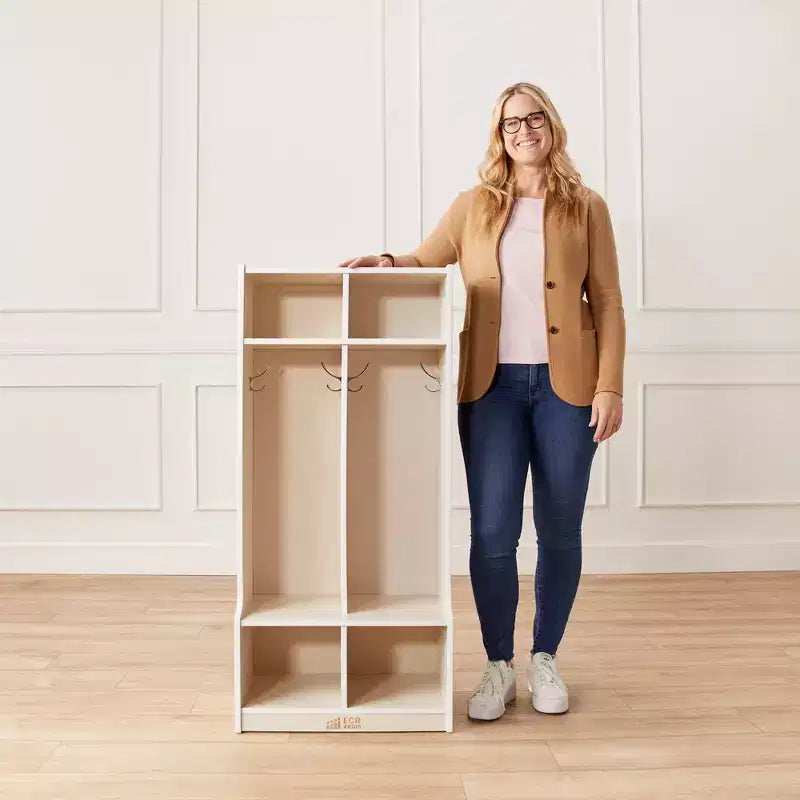 Porte-manteau à 2 sections avec banc et compartiments de rangement