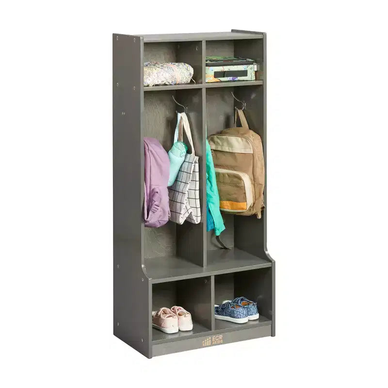 Porte-manteau à 2 sections avec banc et compartiments de rangement