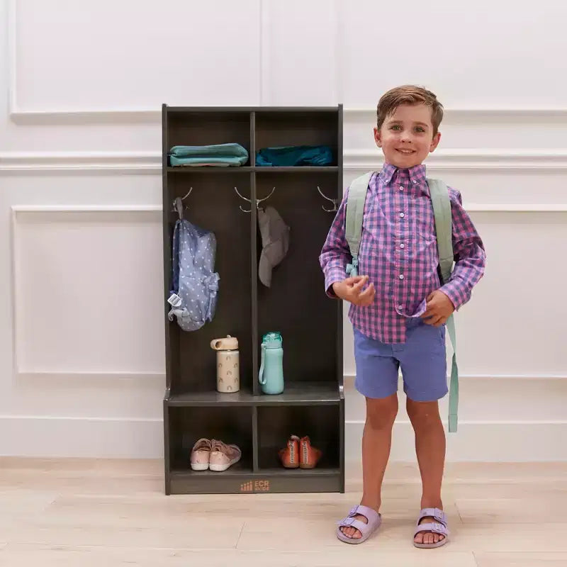 Porte-manteau à 2 sections avec banc et compartiments de rangement