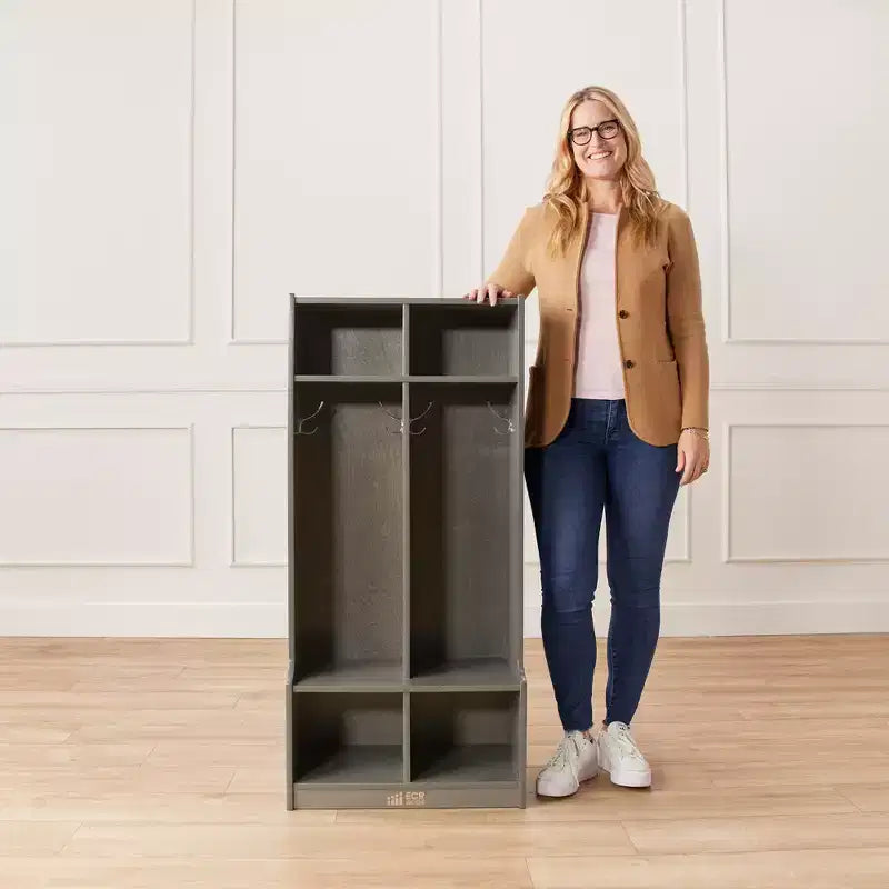 Porte-manteau à 2 sections avec banc et compartiments de rangement