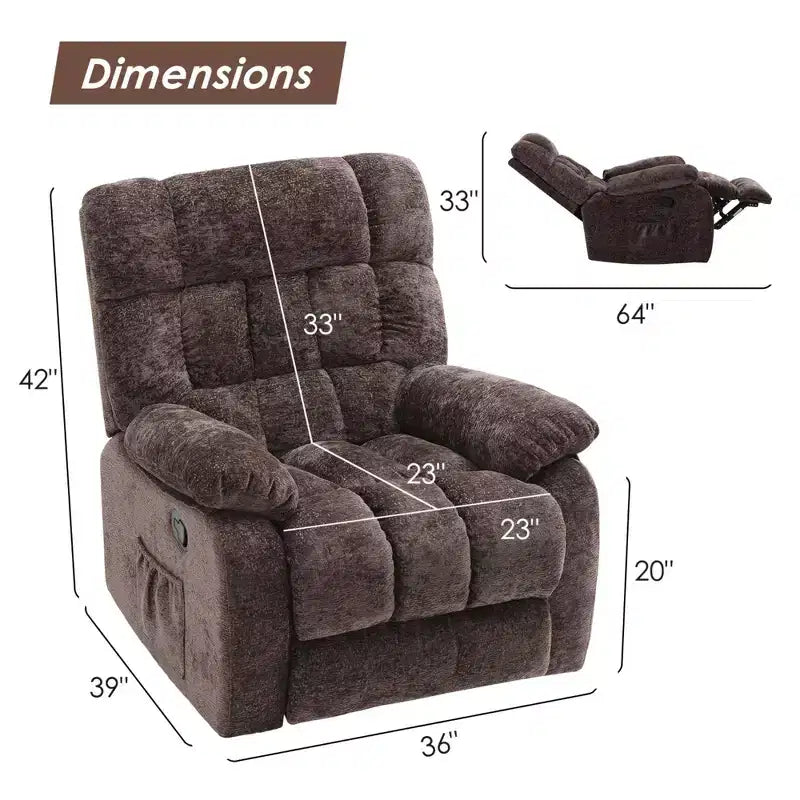 Canapé inclinable réglable, pouf + poche latérale, design ergonomique