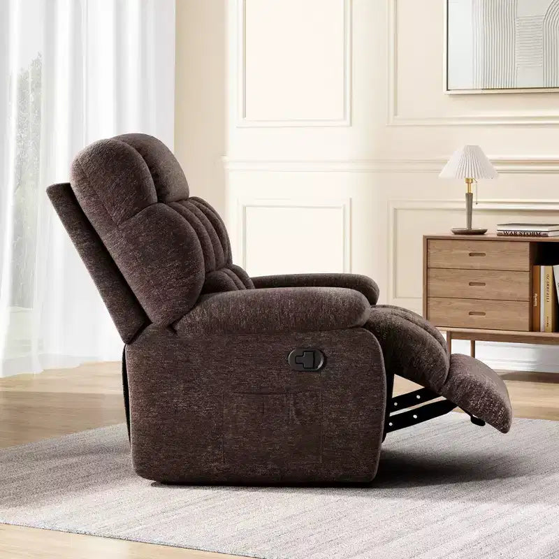 Canapé inclinable réglable, pouf + poche latérale, design ergonomique