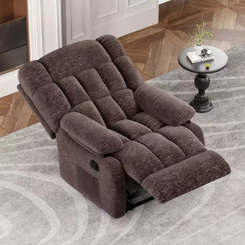 Canapé inclinable réglable, pouf + poche latérale, design ergonomique