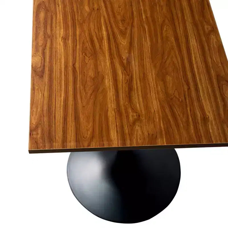 Table à manger carrée hauteur bar, plateau moderne en MDF avec piétement piédestal noir