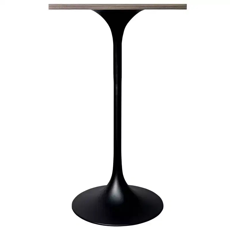 Table à manger carrée hauteur bar, plateau moderne en MDF avec piétement piédestal noir