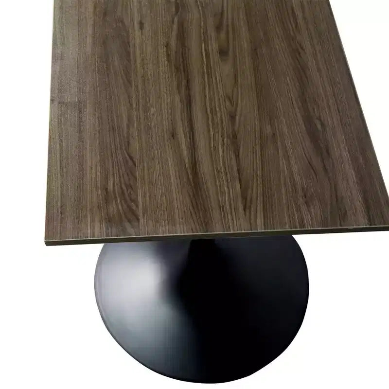 Table à manger carrée hauteur bar, plateau moderne en MDF avec piétement piédestal noir