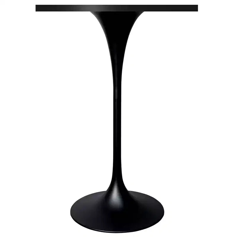 Table à manger carrée hauteur bar, plateau moderne en MDF avec piétement piédestal noir
