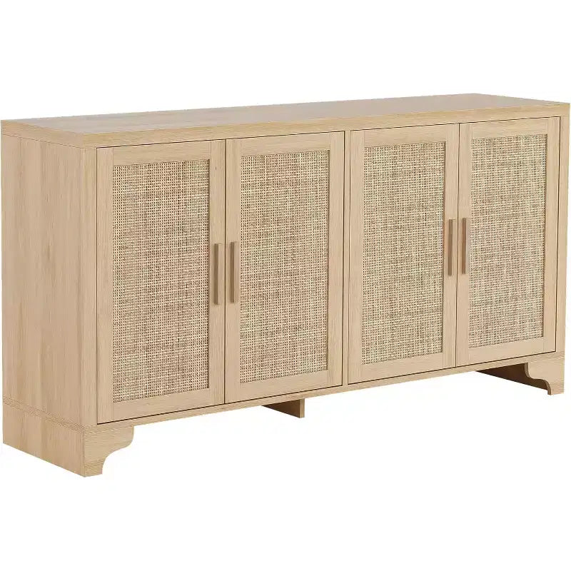 Buffet en rotin, buffet à quatre portes, grand meuble de rangement