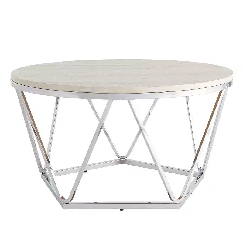Luna Faux Stone Round Coffee Table - Silver - SEI