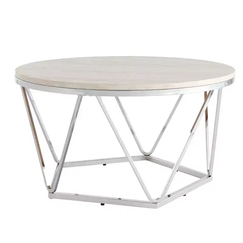 Table basse ronde en fausse pierre argentée