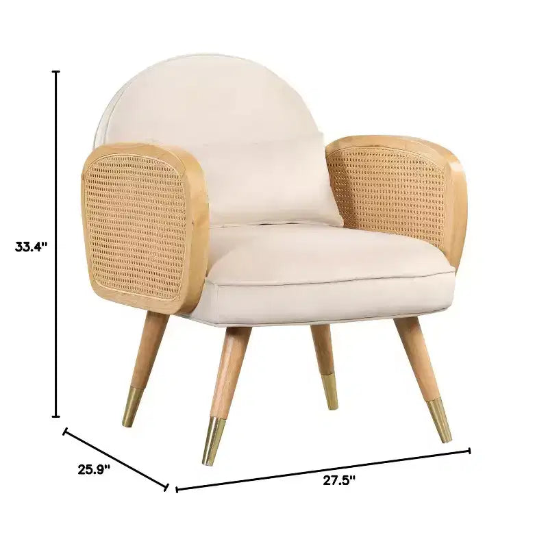 Chaises de salle à manger, dossier et assise rembourrés en mousse, accoudoirs en rotin, chaise d'appoint en rotin