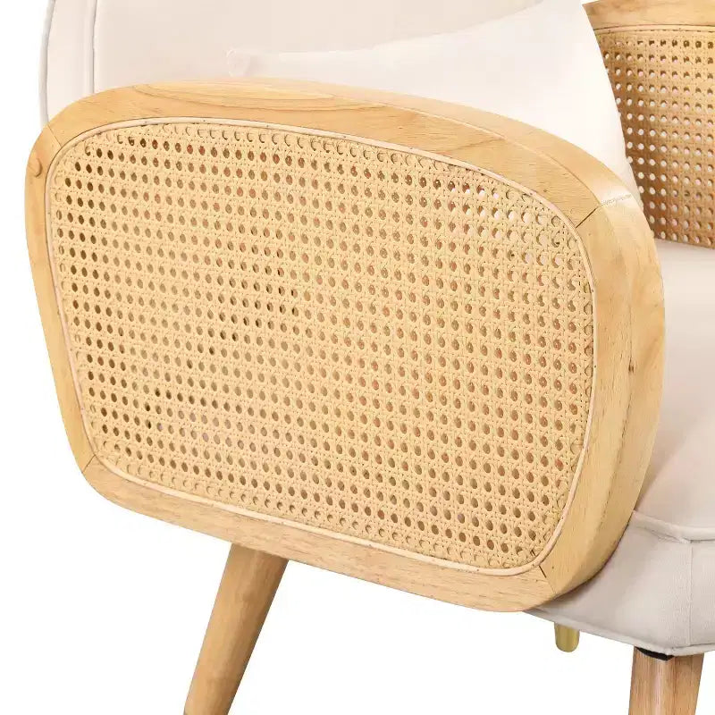 Chaises de salle à manger, dossier et assise rembourrés en mousse, accoudoirs en rotin, chaise d'appoint en rotin