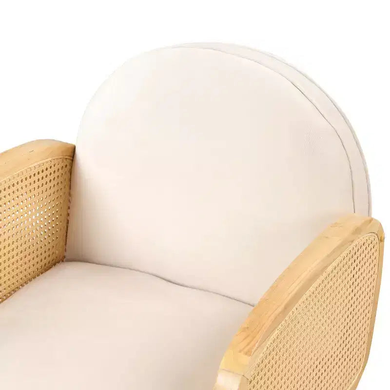 Chaises de salle à manger, dossier et assise rembourrés en mousse, accoudoirs en rotin, chaise d'appoint en rotin