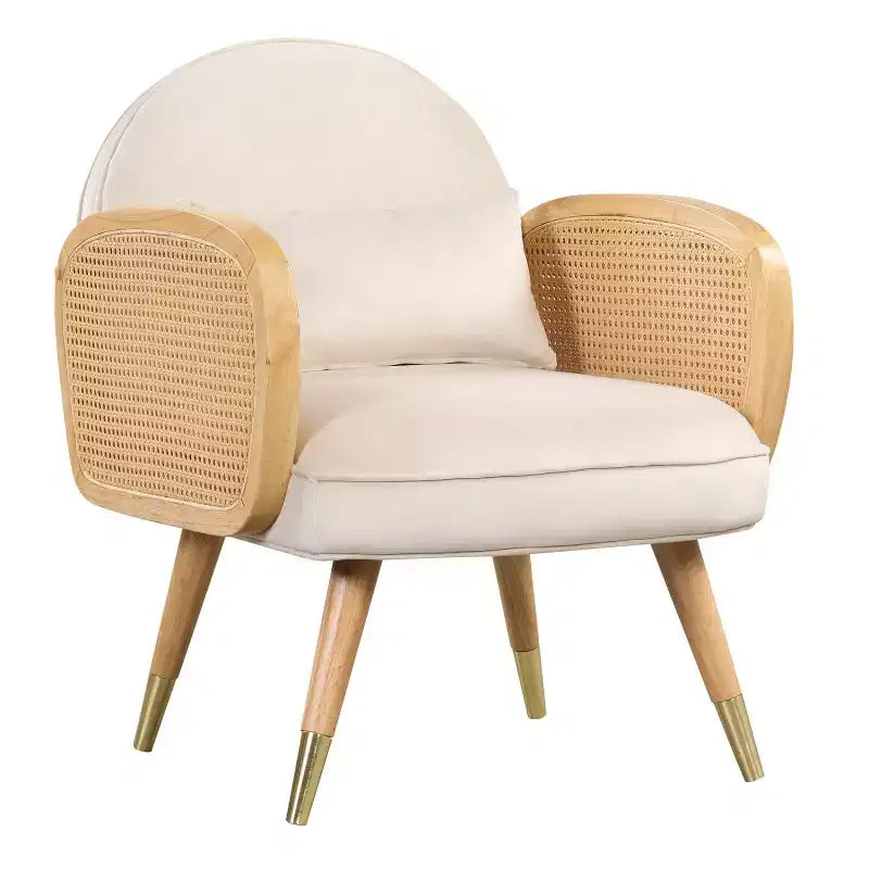 Chaises de salle à manger, dossier et assise rembourrés en mousse, accoudoirs en rotin, chaise d'appoint en rotin