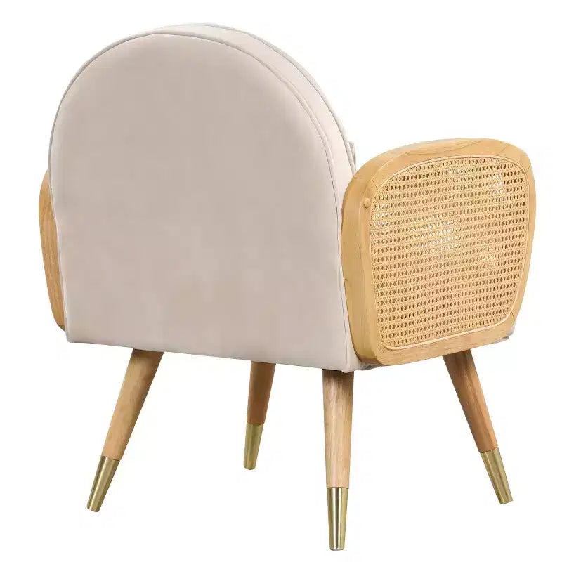 Chaises de salle à manger, dossier et assise rembourrés en mousse, accoudoirs en rotin, chaise d'appoint en rotin