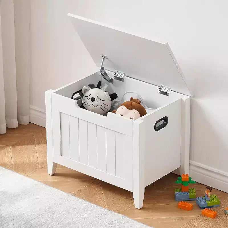 COZONY Wooden Shoe Bench with Turnover-Top Lid, Padded Seat Storage Chest for Entryway