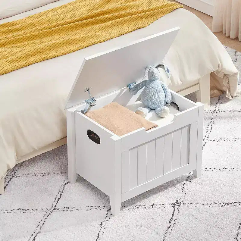 Banc à chaussures en bois avec couvercle rabattable, coffre de rangement rembourré pour entrée
