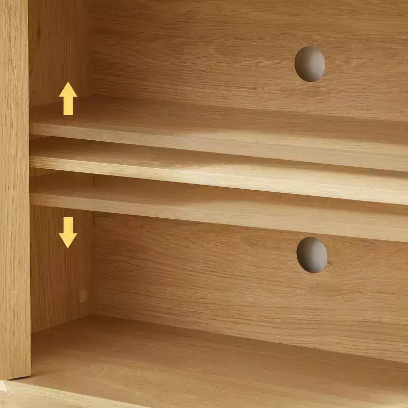 Meuble TV en rotin "Wave-Front" avec coins arrondis, finition naturelle