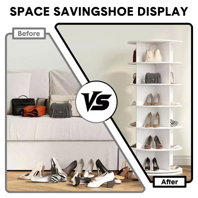 Organisateur de rangement à chaussures rotatif à 360° - Tour à chaussures pivotante à 6 niveaux
