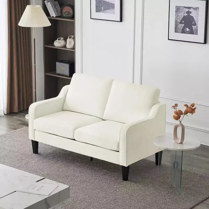 VINGLI 53 Wide Love Seat, Mid-Century Modern Loveseat Sofa Couch with Solid Legs, 2 Seater Sofa Couches with Scooped Armrest