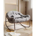 Oversized Papasan Rocking Chair Metal Frame Wicker Rattan Cushion for Patio Backyard Balcony Grey