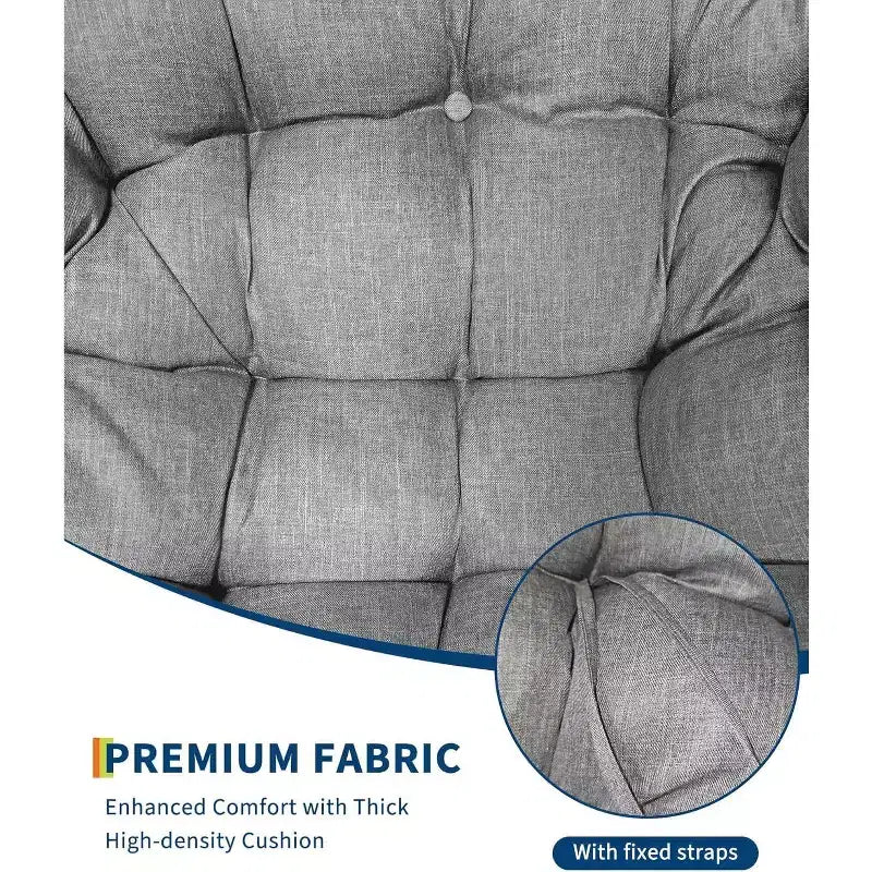 Fauteuil à bascule Papasan surdimensionné, cadre en métal, coussin en osier et rotin