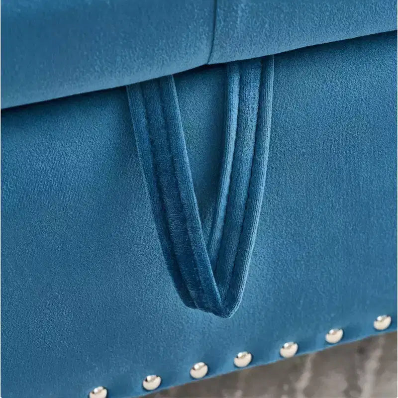 Banc de rangement moderne en velours avec boutons en cristal et 1 oreiller