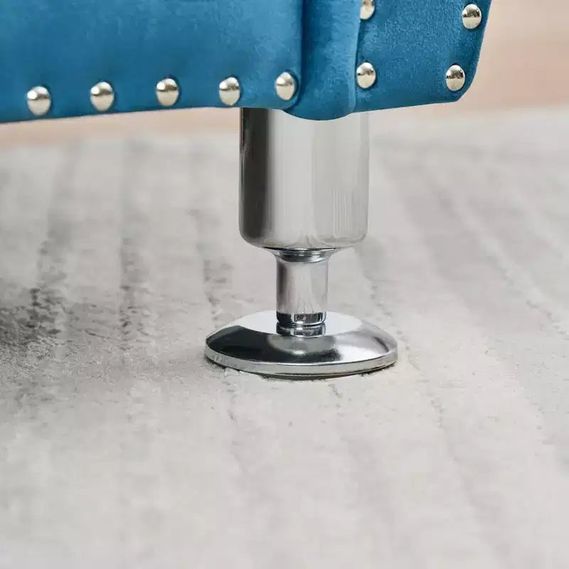 Banc de rangement moderne en velours avec boutons en cristal et 1 oreiller