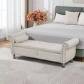 Banc de rangement moderne en velours avec boutons en cristal et 1 oreiller